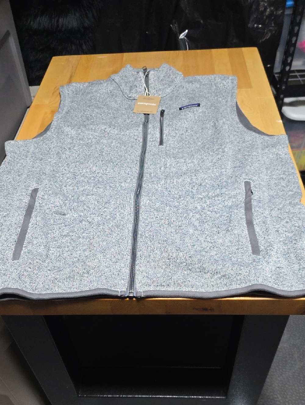 Patagonia light heather gray zip-front fleece vest